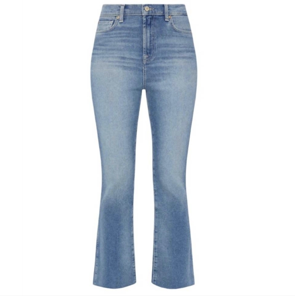 7 For All Mankind Women's 26 High Waist Slim Kick Medium Wash Raw Hem Denim Jean - Picture 7 of 7
